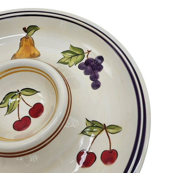 Tabletops Lifestyles Simple Fruit Dip and Chip Bowl 1 Piece Off White 13” - Picture 7 of 9